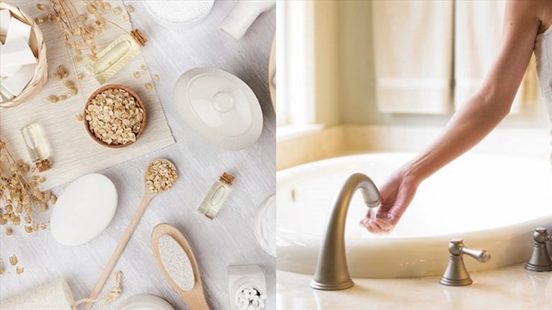 Pha bột yến mạch vào nước tắm giúp giảm viêm da hiệu quả
