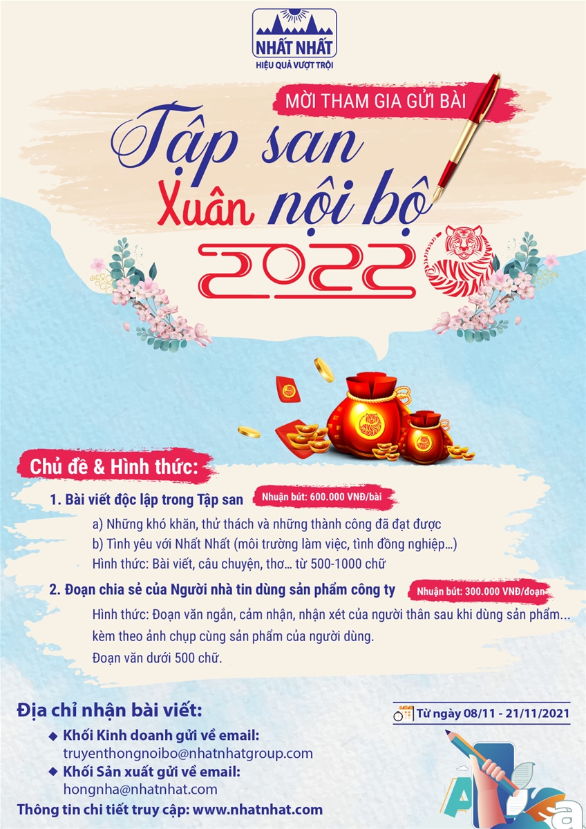 gửi bài đăng Tập san nội bộ số Xuân 2022 Nhất Nhất