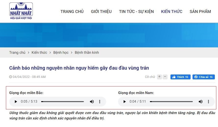 Nghe bài viết trên website 